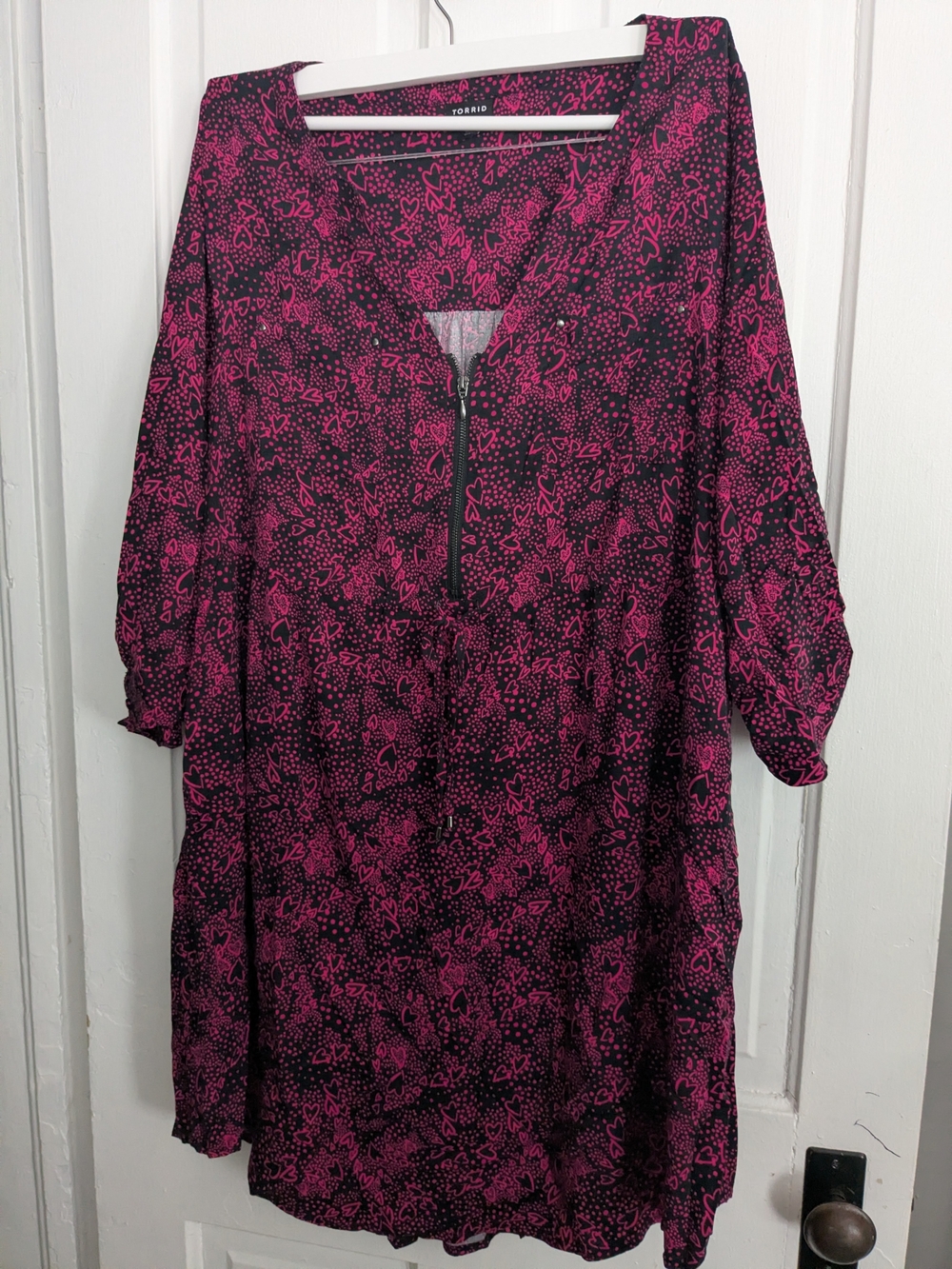 Torrid Plus Pink and Black Printed Peasant Dress